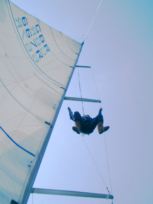 Colin doing some ascent training on a weekend crossing to France, April 2006